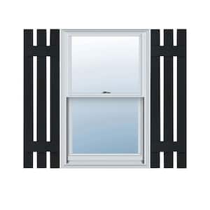 12 in. x 35 in. Lifetime Vinyl Standard Three Board Spaced Board and Batten Shutters Pair Black