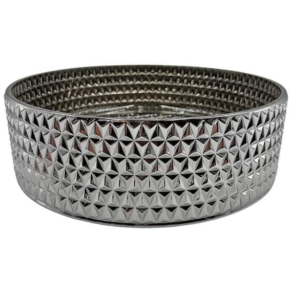 castellousa Scotch 16 in. Modern Silver Grey Glass Round Circle Vessel Sink
