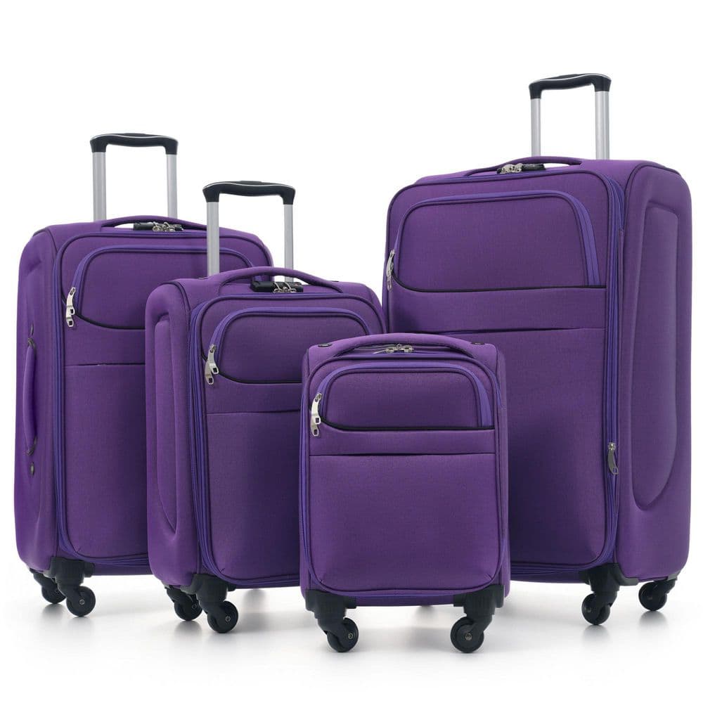 4-Piece Purple Expandable Polyester Softshell Spinner Luggage Set with TSA Lock, 3 Level Telescoping Handles price history on PriceWatchPro