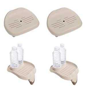 Slip Resistant Hot Tub Seat (2-Pack) and Cup Holder/Refreshment Tray (2-Pack)
