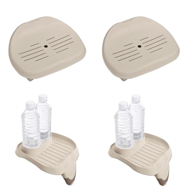 Intex Slip Resistant Hot Tub Seat (2-Pack) and Cup Holder/Refreshment Tray (2-Pack)