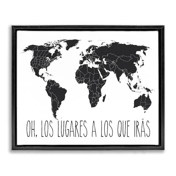 Stupell Industries Places to Go Translation by Lettered and Lined Black Floater Frame Typography Graphic Art Print 17 in. x 21 in.