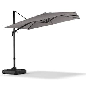 10 ft. Aluminum Cantilever Patio Umbrella with Base in Gray