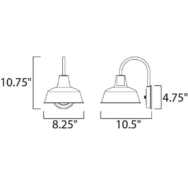 Pier M 8.25 in. W 1-Light Black Outdoor Wall Lantern Sconce