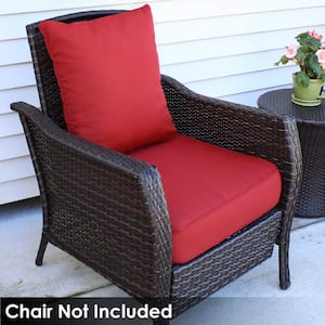 24 in. x 24 in. x 4 in. Deep Seating Outdoor Dining Chair Back and Seat Cushion Set in Red
