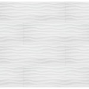 Dymo Wavy White Glossy 12 in. x 36 in. Glazed Ceramic Wall Tile (18 sq. ft./Case)