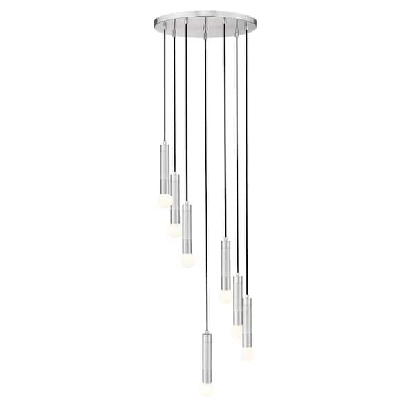 Stari 7 light Brushed Nickel Chandelier for Indoor Use with No Bulbs Included