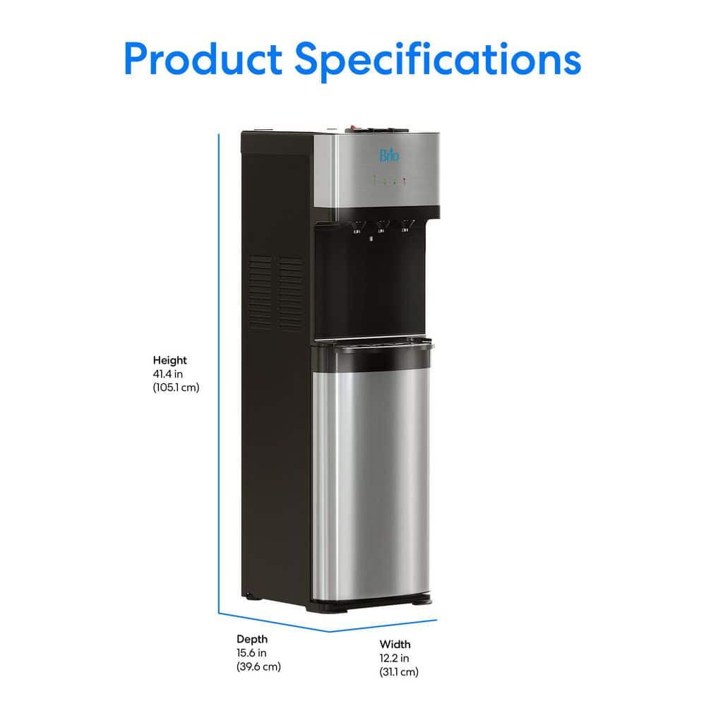 Brio Black Stainless Steel Bottom Loading Water Dispenser with UV Self-Cleaning