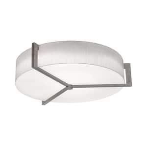 27.15 in. 42-Watt Integrated LED Flush Mount with White Fabric Shade