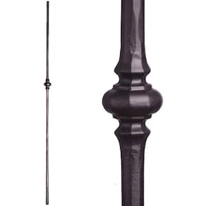 Tuscan Round Hammered 44 in. x 0.5625 in. Satin Black Single Knuckle Solid Wrought Iron Baluster