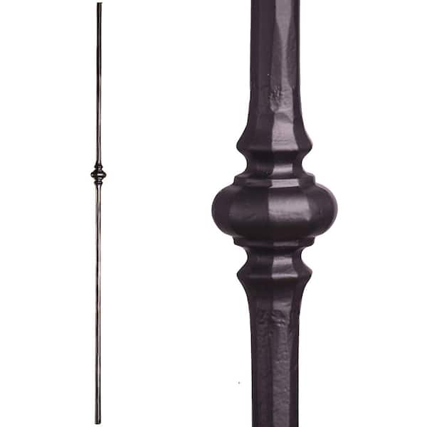 Tuscan Round Hammered 44 in. x 0.5625 in. Satin Black Single Knuckle Solid Wrought Iron Baluster