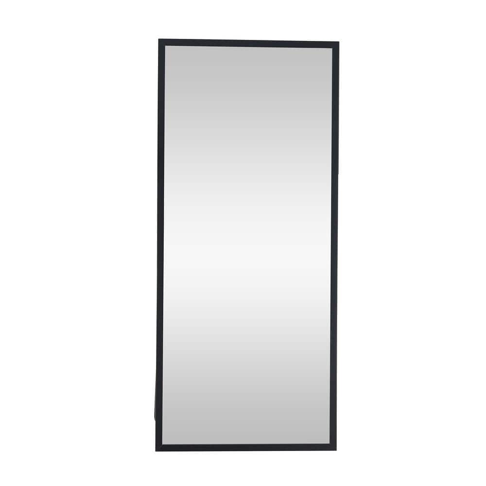 Black 31.5 in. W x 71 in. H Rectangle Solid Wood Frame Full Length Floor Mirror