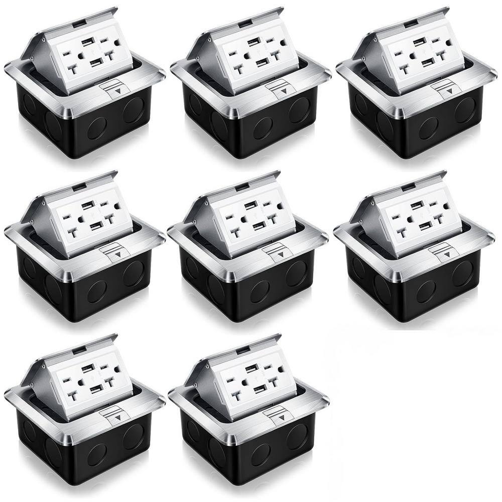 Silver 20Amp Tamper Resistant Duplex Outlet with USB-A - Electrical Outlet Cover Box (8 Pack) price history on PriceWatchPro
