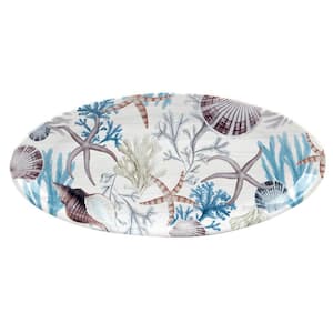 Beyond the Shore 9.75 in. Multi-Colored Earthenware Oval Fish Platter