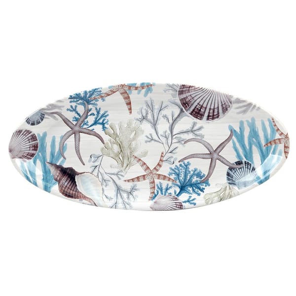 Certified International Beyond the Shore 9.75 in. Multi-Colored Earthenware Oval Fish Platter