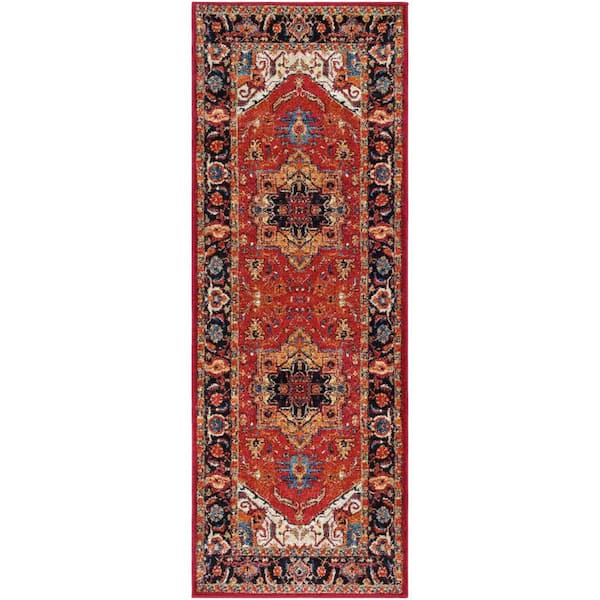 Livabliss Naime Dark Red Oriental 3 ft. x 7 ft. Indoor Runner Area Rug