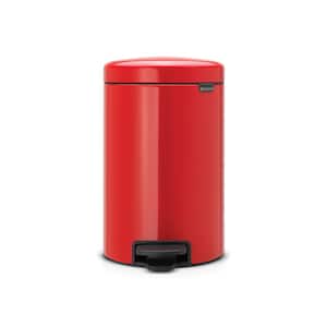 NewIcon 3.2 Gal. Passion Red Steel Step-On Trash Can