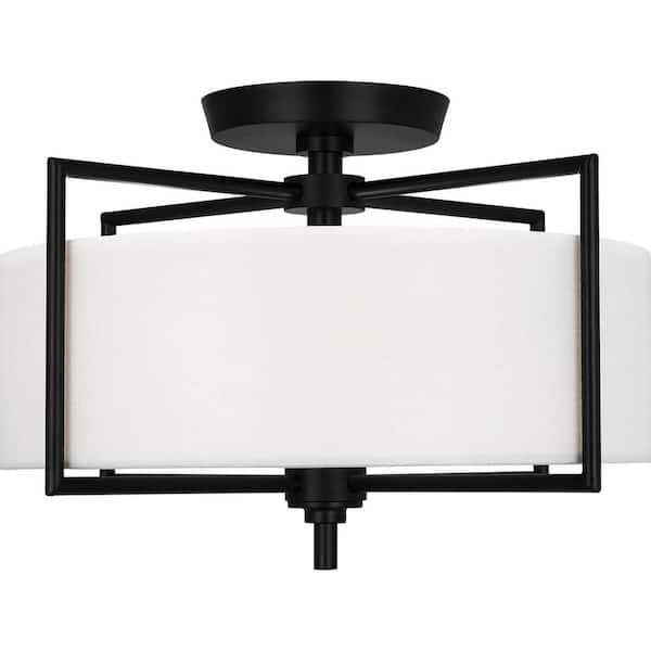 Generation Lighting Perno Medium 15 in. Aged Iron Semi-Flush Mount with Shade and No Bulbs Included