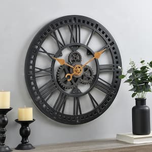 24 in. Round Roman Gear Wall Clock