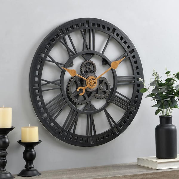 FirsTime & Co. 24 in. Round Roman Gear Wall Clock