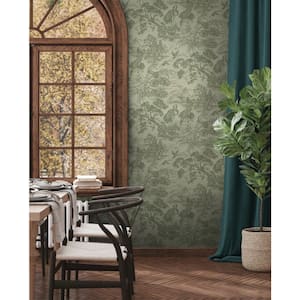 Natori Crane Sage Green Non-Pasted Non-Woven Wallpaper (Covers 56 Sq. Ft.)