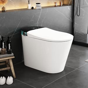Elongated Smart Bidet Toilet 1.28GPF in White with Auto Flush, Digital Display, Foot Sensor, Kid Mode, Massage Cleaning
