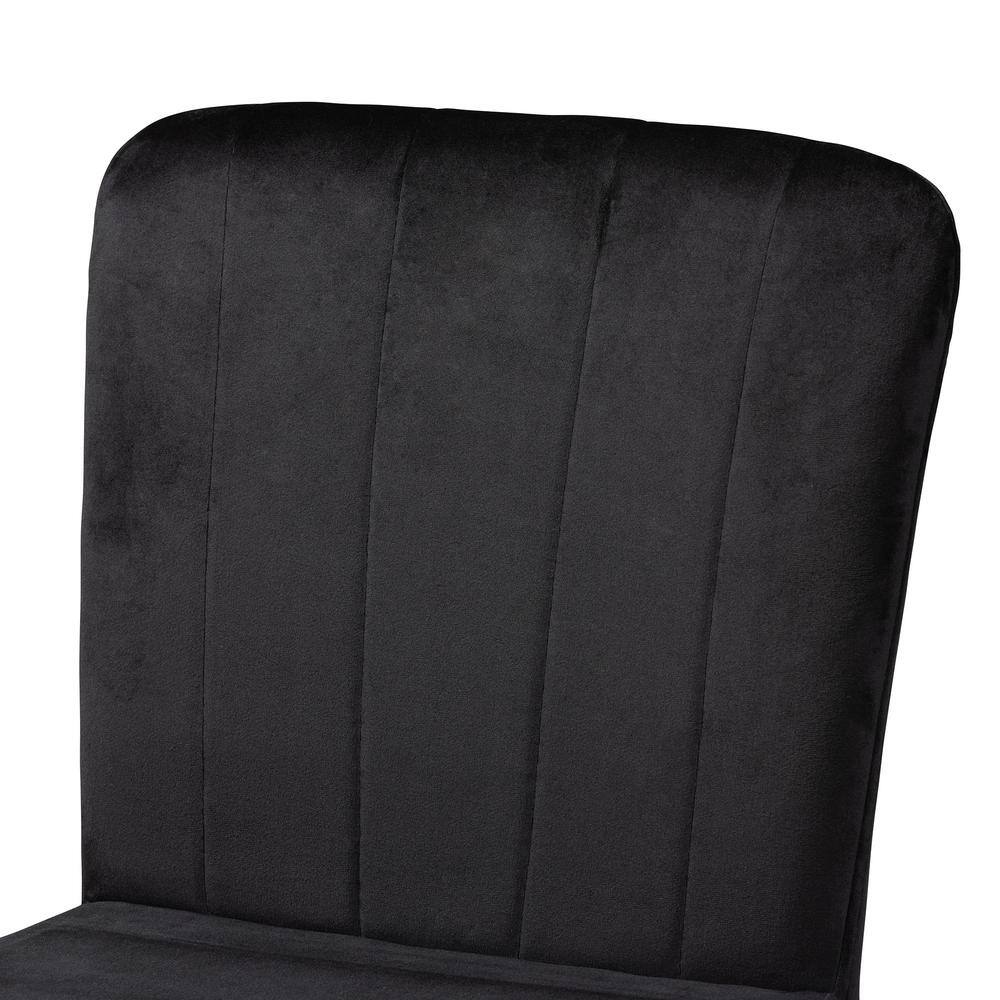 Preston Adjustable Black Velvet and Gold-Tone Metal Bar Stool Set