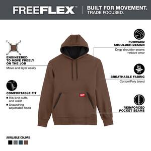 Men's Large Brown Midweight Cotton/Polyester Long-Sleeve Pullover Hoodie