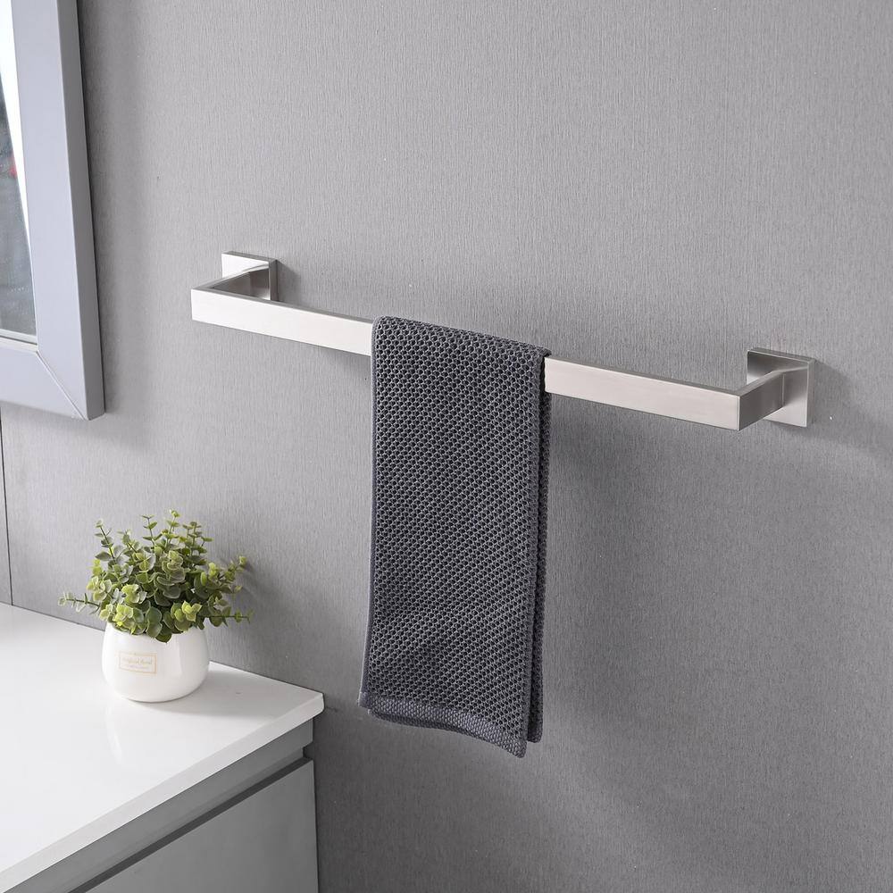 Brushed Nickel 4-Piece Bathroom Hardware Set with Towel Bar