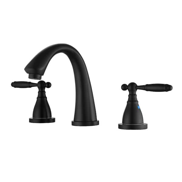 Nestfair 8 in. Widespread Double Handle Bathroom Faucet in Matte Black
