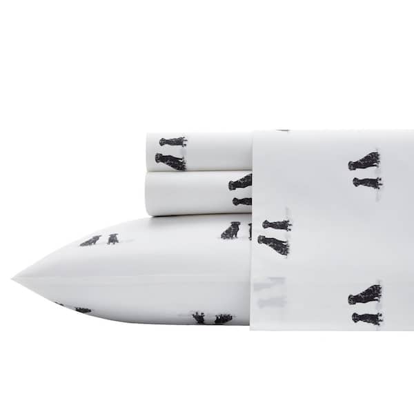 Eddie Bauer Labrador Fields 4-Piece White 200-Thread Count Cotton Percale King Sheet Set