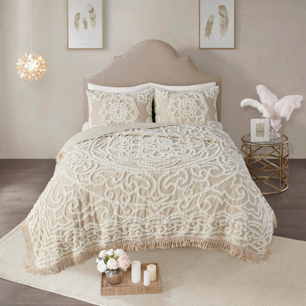 Cecily Tufted Cotton Chenille Medallion Duvet 2024 Cover Set Full/Queen