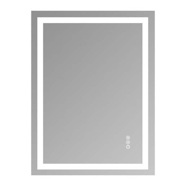 24 in. W x 32 in. H Rectangular Frameless Wall Bathroom Vanity Mirror with Dual LED Light Strips Front and Back Lighting