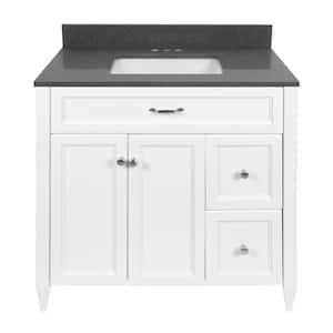 Verona 37 in. W x 22 in. D Bath Vanity in White with Quartz Stone Vanity Top in Galaxy Gray with White Basin