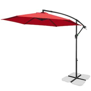 SERGA 9 ft. Outdoor Patio Tilt Market Cantilever Umbrella in Red