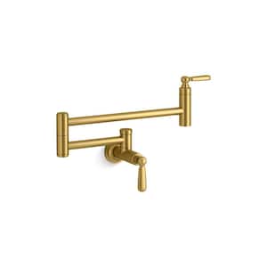Edalyn By Studio McGee Wall Mount Pot Filler in Vibrant Brushed Moderne Brass