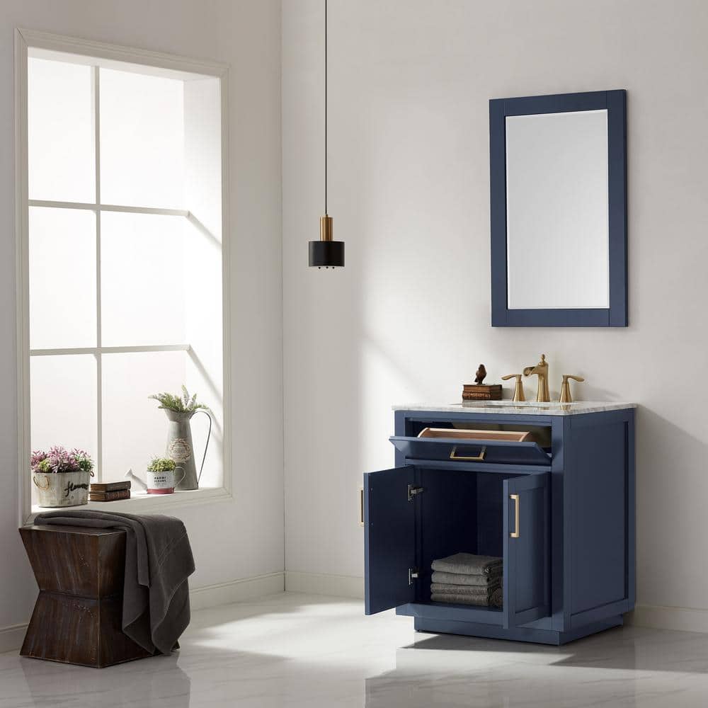 Royal Blue Single Bathroom Vanity Cabinet with Mirror
