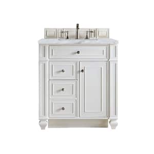 Bristol 30 in. W x 23.5 in. D x 34 in. H Bathroom Vanity in Bright White with Marble  Top in Carrara White