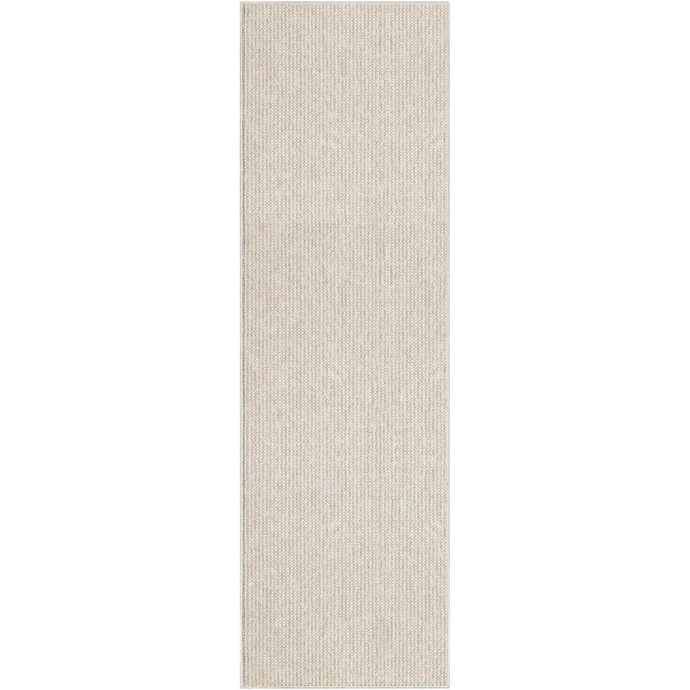 Nourison Textured Home Ivory Beige 2 ft. x 8 ft. Solid Geometric ...