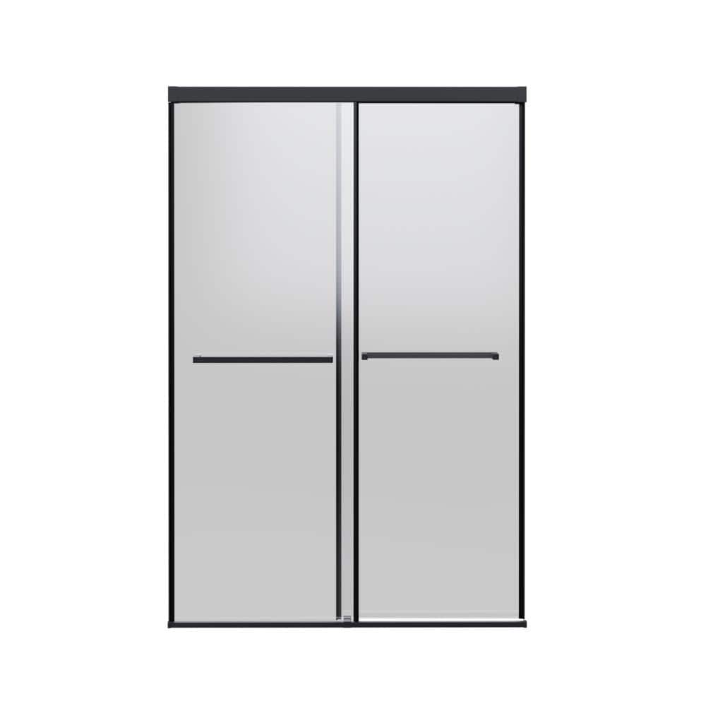 "44-48 in x 72 in. Dual Sliding Shower Door with 1/4"" Clear Tempered Glass, Aluminum Frameless Shower Door Matte Black" price history on PriceWatchPro