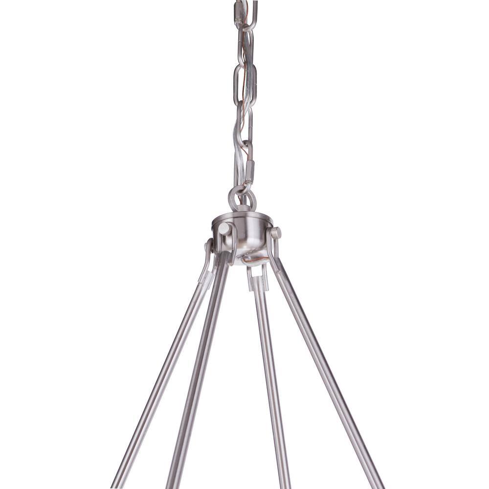 Elegant 8-Light Brushed Polished Nickel & Crystal Chandelier