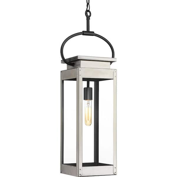 Progress Lighting Union Square Collection 1-Light Stainless Steel Farmhouse Outdoor Hanging Lantern Light