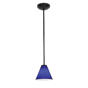 Martini 1-Light Oil Rubbed Bronze Shaded Pendant Light with Glass Shade