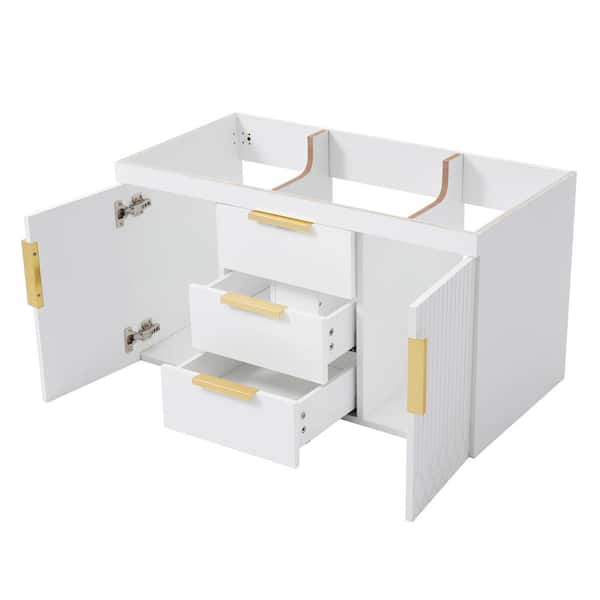 35.5 in. W x 17.9 in. D x 19.3 in. H Bathroom White Linen Cabinet