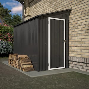 4 ft. W x 8 ft. D Metal Storage Lean-To Shed, Black (30 sq. ft.)