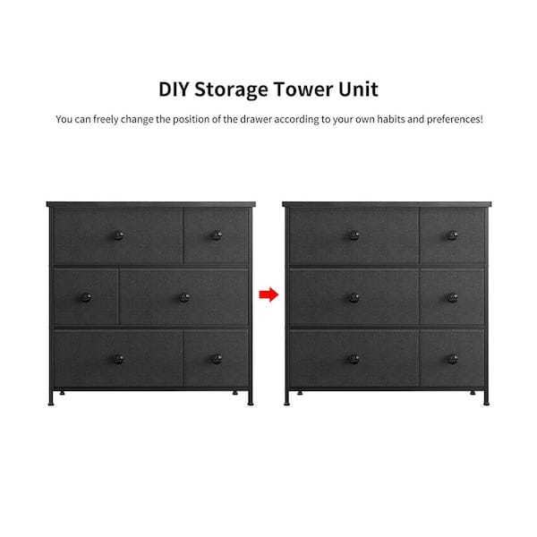 REAHOME 8 Drawer Steel Frame Wood Top Storage Organizer Dresser for Closet,  Living Room, and Entryway with 2 Additional Drawer Organizers, Espresso