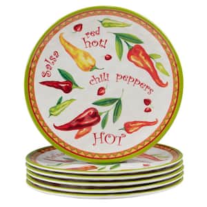 Red Hot Multicolored Melamine Salad Plate 9 in. (Set of 6)