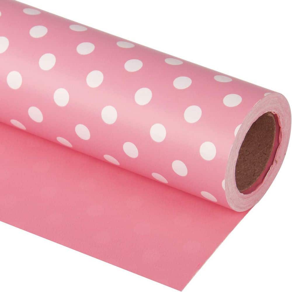 Reversible Wrapping Paper Pink and Polka Dot Design 17 in. x 33 ft. for Birthday Holiday Wedding Baby Shower price history on PriceWatchPro