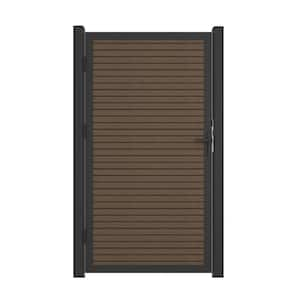 40.66 in. x 75.19 in. UltraEasy Brazilian Ipe Composite Board-on-Board Fence Gate Kit with Black Frame