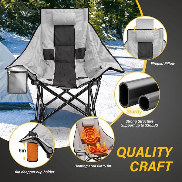 SEEUTEK 2PK Heated Camping Rocking Chair, Dual-Zone 3-Level Heated